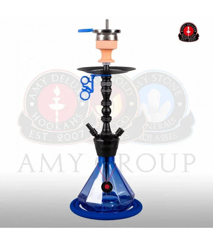 Amy 062 Zwart met Blauw – Stevige Waterpijp met Stijlvolle Blauwe Accenten & Rookt Top - Shisha Smaak