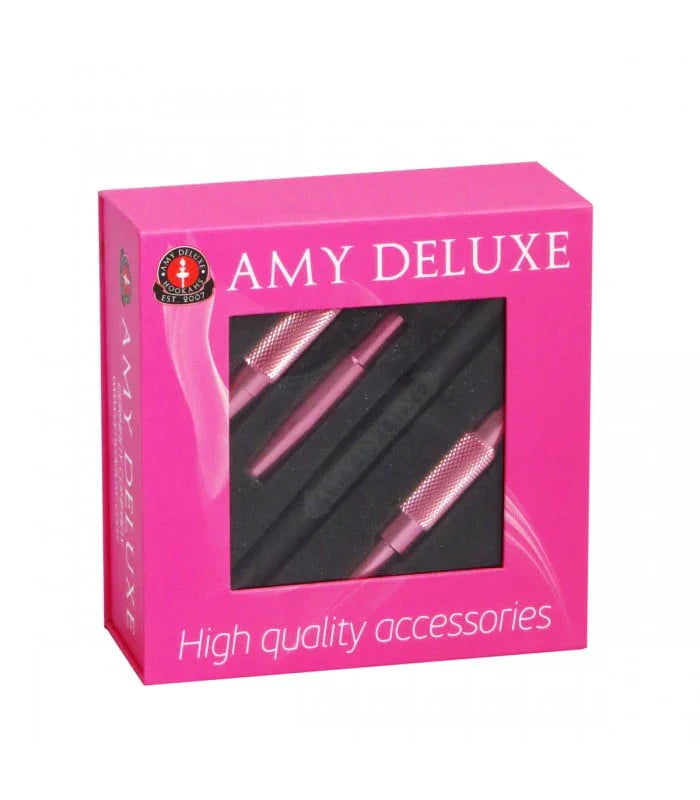 Amy Deluxe Siliconen Slang Aluminium Mondstuk S238 Roze - Shisha Smaak
