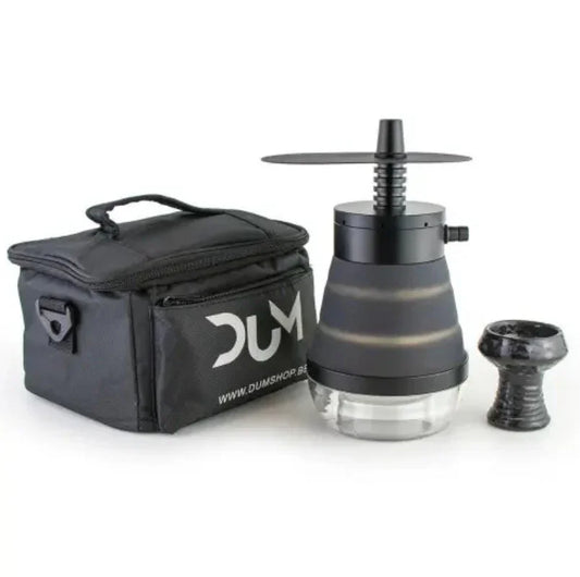 DUM Accordion – travel Opvouwbare Reiswaterpijp met LED, Aluminium Mondstuk & Draagtas (23 cm) - ShishaSmaak