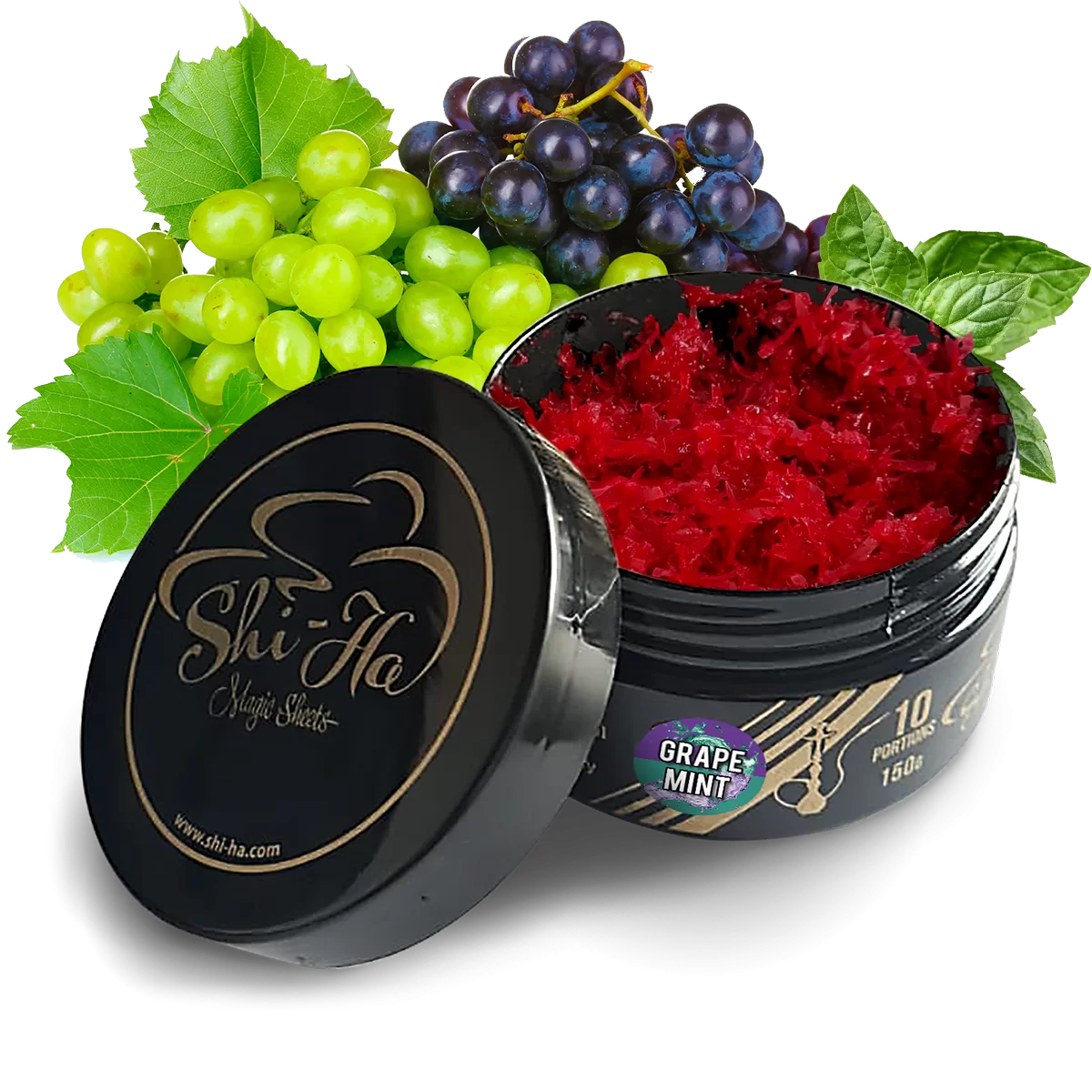 Shi-Ha Grape Mint 150g waterpijptabak zonder nicotine – alternatief voor Al Fakher Grape Mint met druif en munt