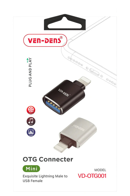 Ven-Dens OTG Connector Mini – Lightning OTG Adapter voor iPhone (Plug & Play) - Shisha Smaak