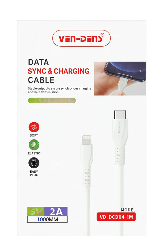 Ven-Dens Data Sync & Charging Cable – Type-C naar iPhone Lightning 5V/2A (1m) - Shisha Smaak