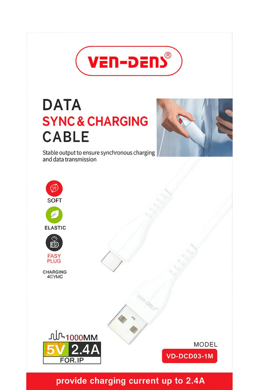 Ven-Dens Data Sync & Charging Cable – iPhone Lightning Kabel 5V/2.4A - Shisha Smaak