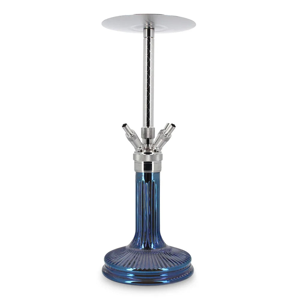 WD Hookah F60 Silver Blue – luxe RVS shisha met blauwe vaas