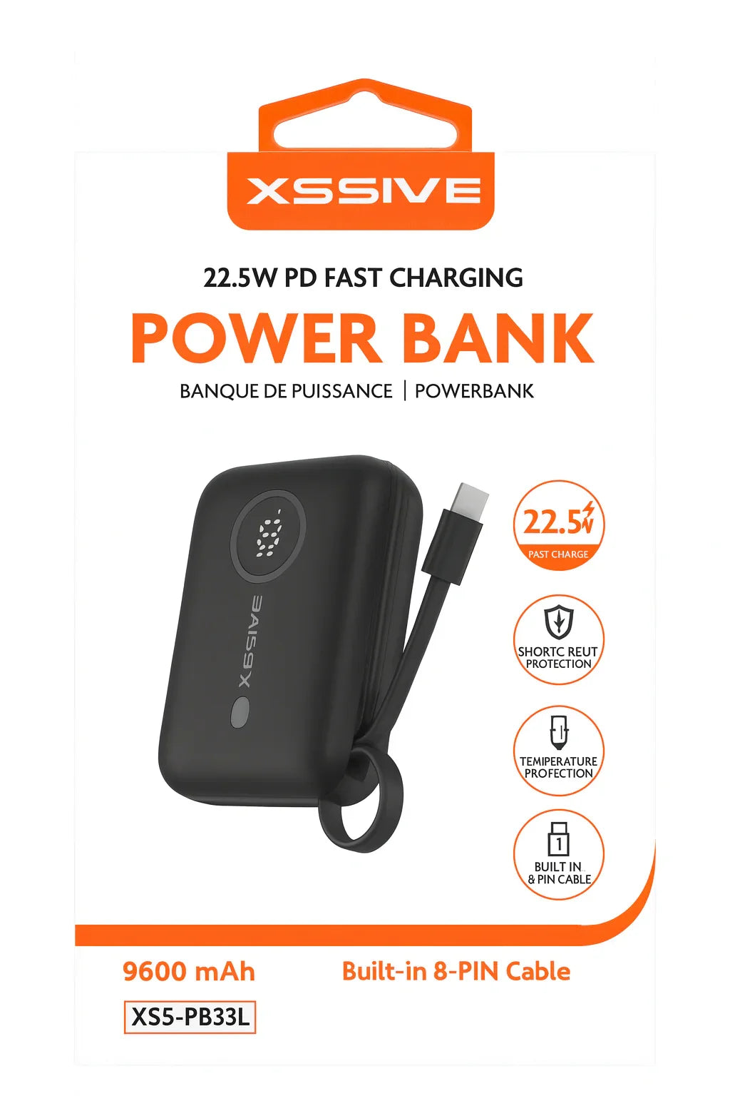 Xssive Powerbank 9600mAh – 22.5W PD Fast Charging Compact - Shisha Smaak