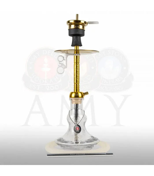 Amy Deluxe 122.02 Goud/Transparant – Stijlvolle Waterpijp met Transparante Vaas & Gouden Details - Shisha Smaak