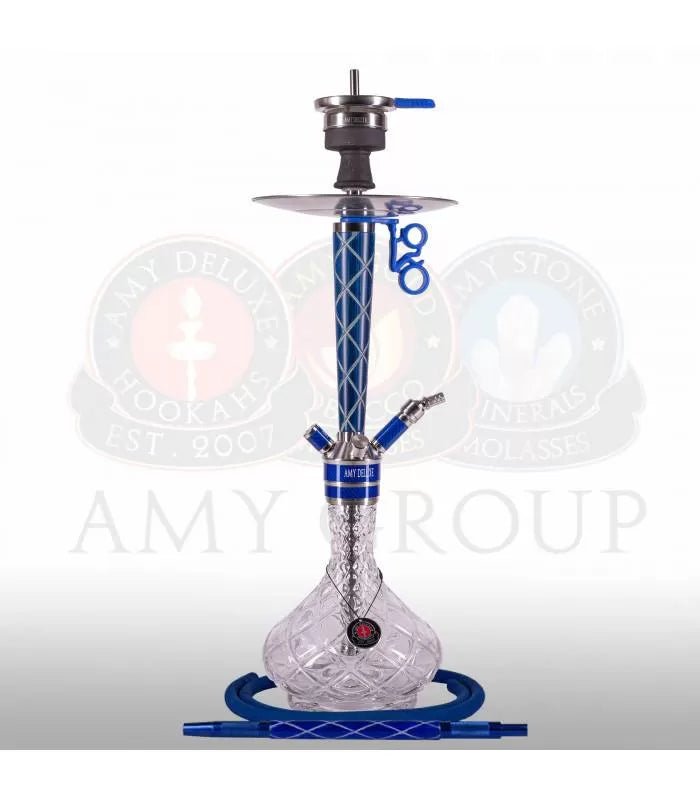Amy Deluxe 102.01 Blauw waterpijp met glasbasis en siliconenslang