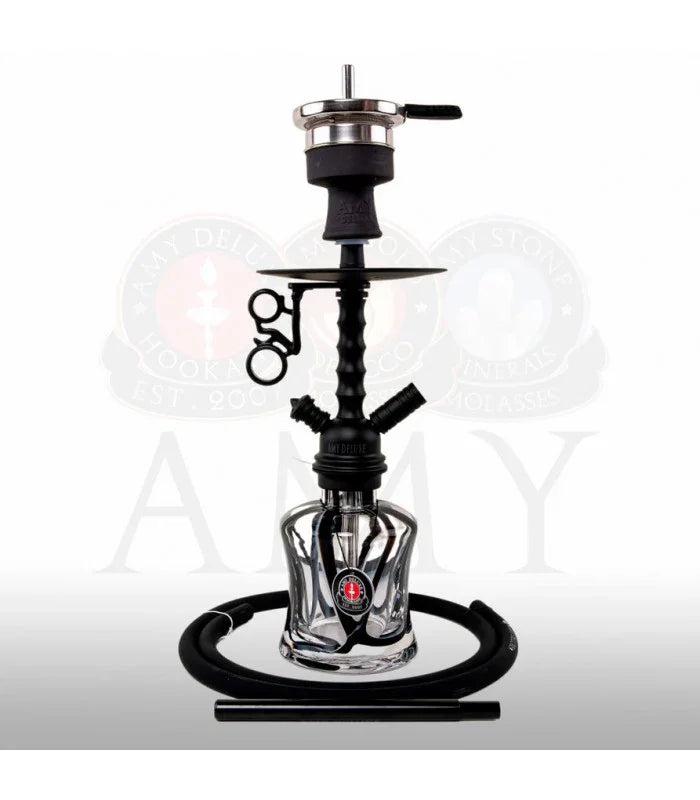 AMY Deluxe 124.03 Zwarte Design Waterpijp met RVS Afwerking - Shisha Smaak