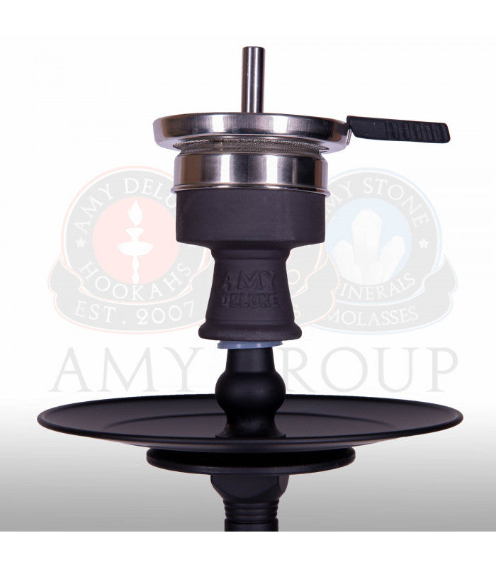Amy Deluxe 110.02 Mini Harfi Clear – Luxe Transparante Shisha met Zwarte Kolom & Plug-in Systeem - Shisha Smaak