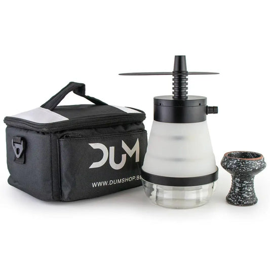 Witte DUM Accordion reiswaterpijp van 23 cm hoog, compact en ideaal als travel shisha voor onderweg.