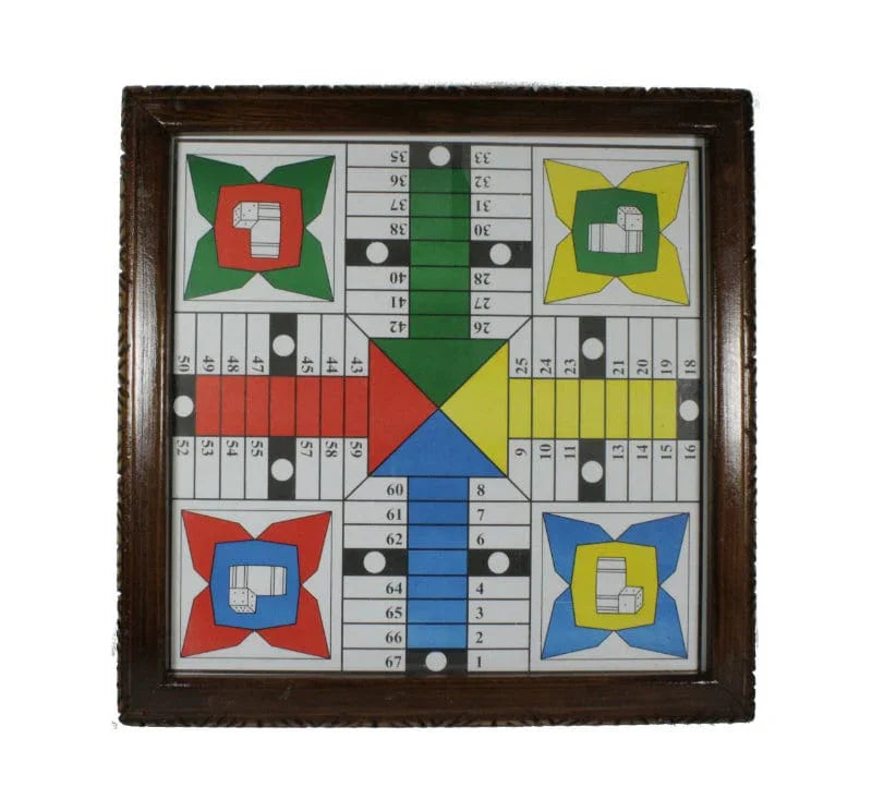 Glas bordspel Parchi Ludo 40 cm handgemaakt zonder plastic