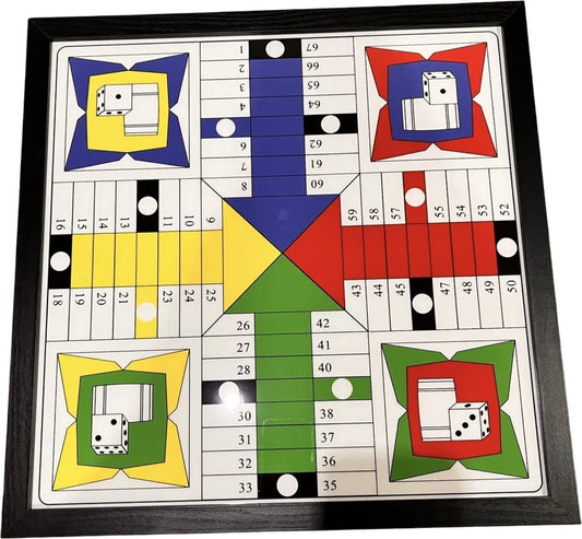 Groot glas bordspel Parchi Pachisi Ludo 44cm handgemaakt