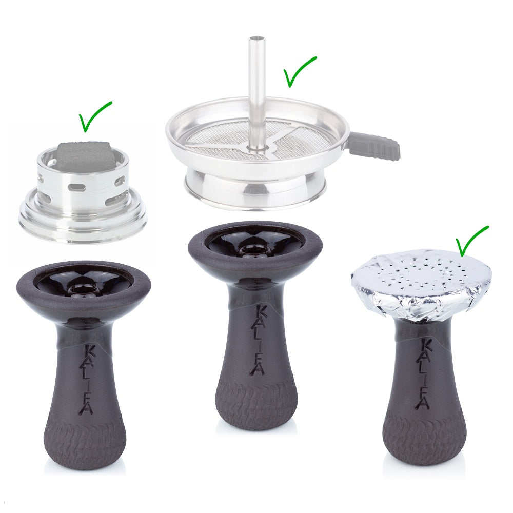 Kalifa Mini Neptun – compacte phunnel shisha tabakskop in blauw-groene tinten, handgemaakt in Duitsland