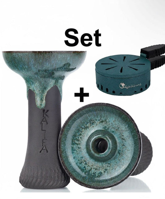 Kalifa Phunnel Bowl Java Edition met Dschinni The Crown HMD set – waterpijp tabakskop en hittebeheer