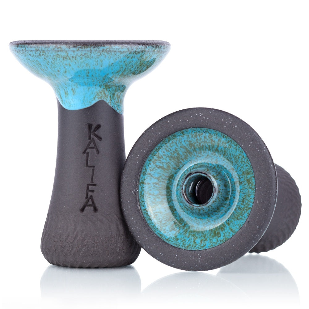 Kalifa Phunnel Mini Neptun – compacte blauw-groene phunnel tabakskop, handgemaakt in Duitsland voor shisha sessies