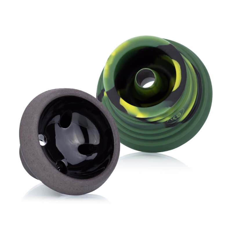 KS APPO Silko Shiny Camouflage – innovatieve shisha tabakskop met camouflage siliconen melassevanger en hoogglans zwarte afwerking.