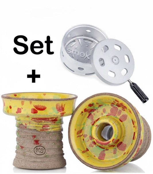 KS Player Yellow Punch – shisha tabakskop met phunnel design en Smokah HMD 2.0 Silver, handgemaakt in Duitsland.