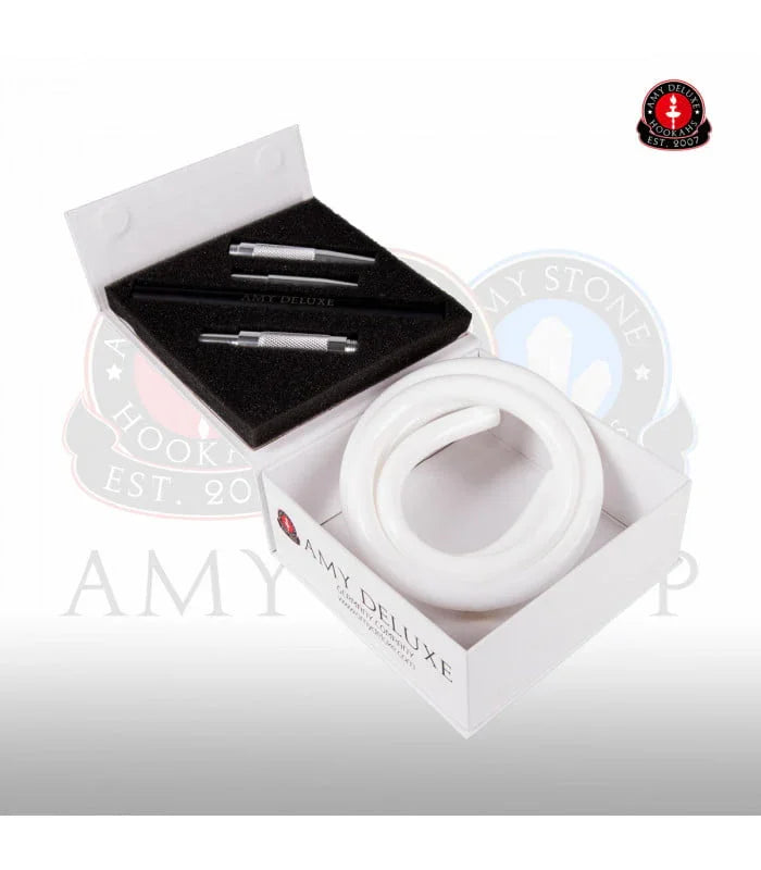 Amy Deluxe Siliconen Slang Aluminium Mondstuk S238 Wit - Shisha Smaak