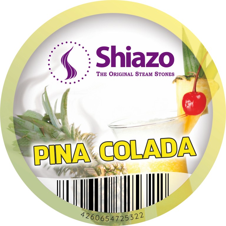 Label of the Shiazo Pina Colada showing pineapple and a coconut cocktail on the lid