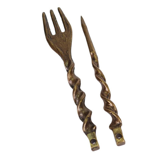 tabaksvork en folieprikker curl shisha accessoire set antiekgoud