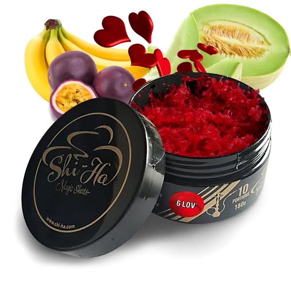 Shi-Ha 6 Lov 150g waterpijptabak zonder nicotine – alternatief voor Adalya Love 66 met watermelon en mint smaak