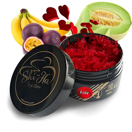 Shi-Ha 6 Lov 150g waterpijptabak zonder nicotine – alternatief voor Adalya Love 66 met watermelon en mint smaak