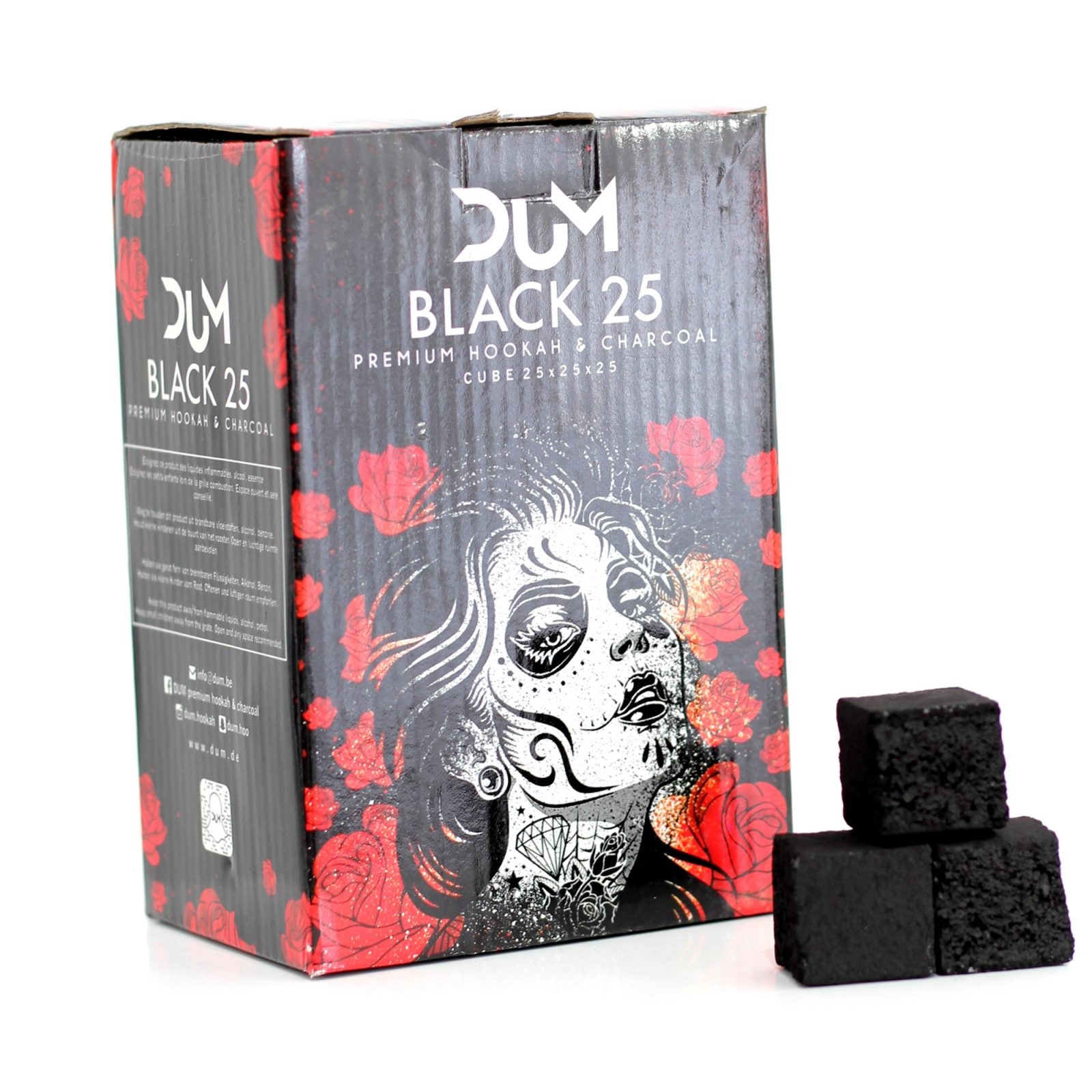 Dum 25mm Black Kolen 1 KG - Shisha Smaak