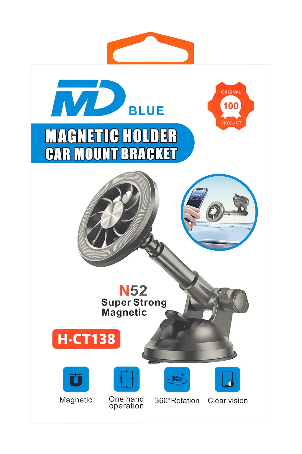 MD BLUE Magnetic Car Mount – Universele Magnetische Telefoonhouder voor Voorruit & Dashboard - Shisha Smaak