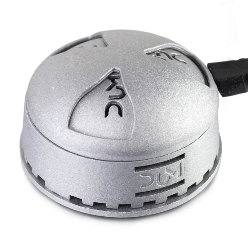 Dum Kaloud Magic Smoke Box 2.0: a dome-shaped silver HMD with the Dum logo cut out and a black grip.