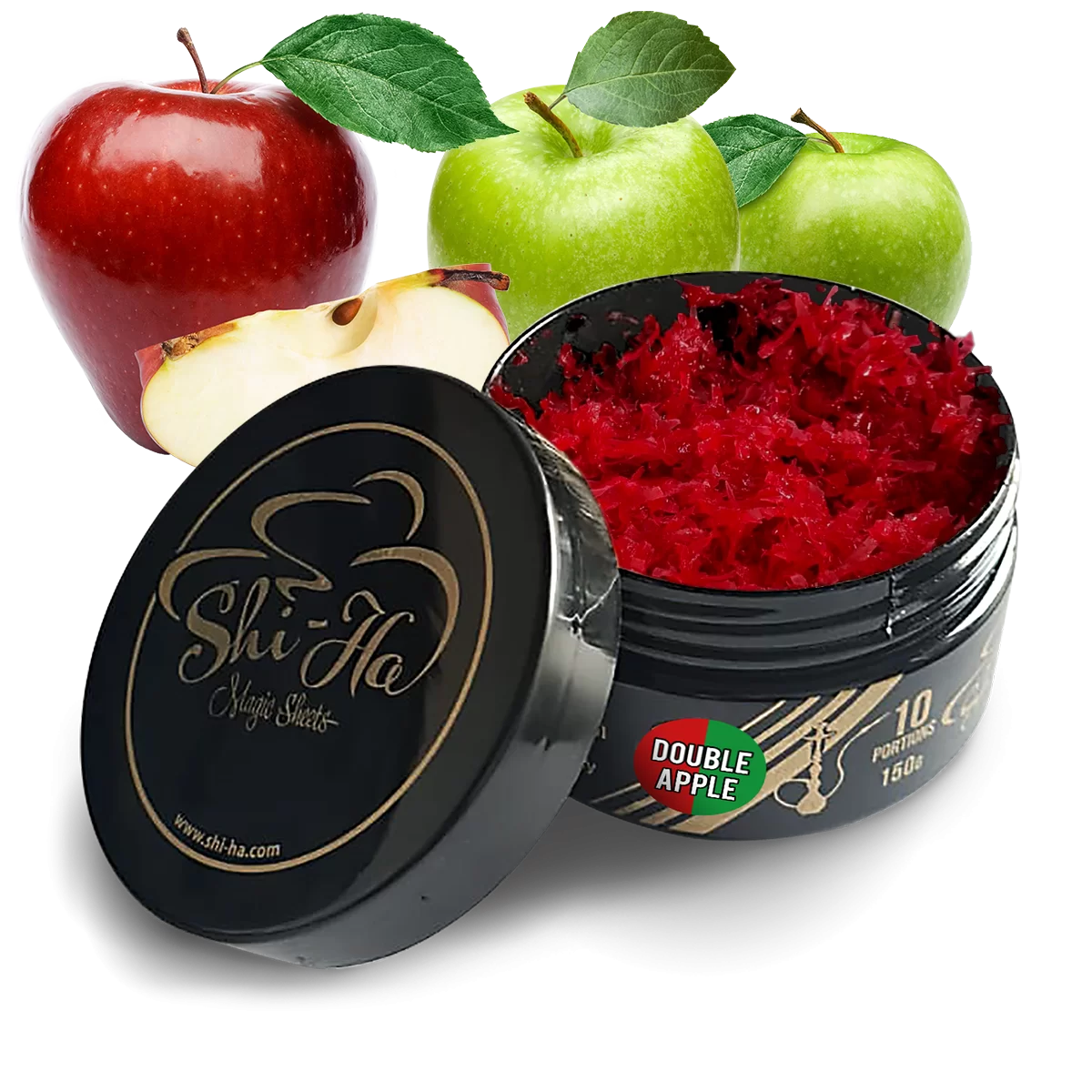 Shi-Ha Double Apple 150g waterpijptabak zonder nicotine – alternatief voor Al Fakher Two Apples met rode en groene appel

