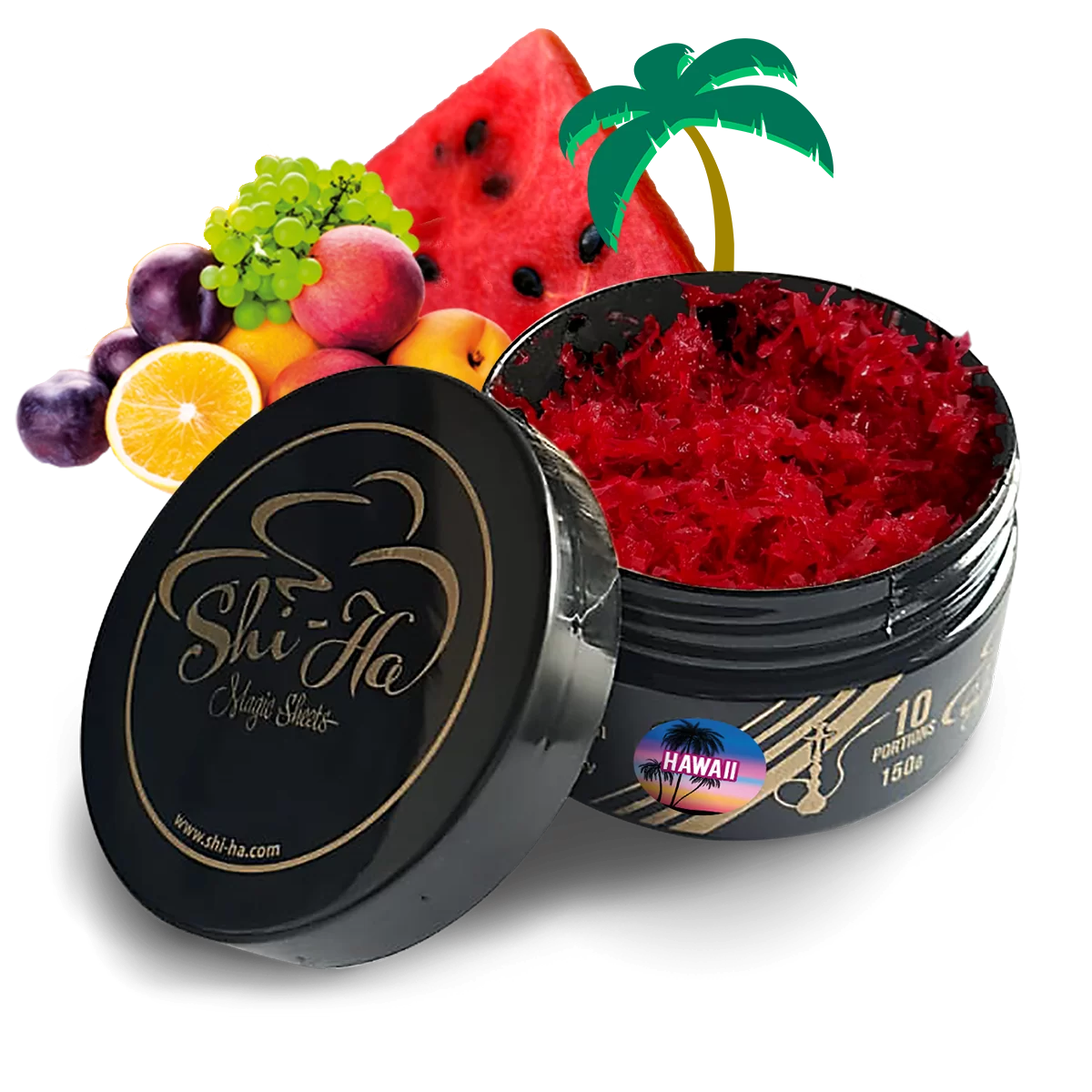 Shi-Ha Hawaii 150g waterpijptabak zonder nicotine – alternatief voor Adalya Hawaii met tropisch fruit en munt