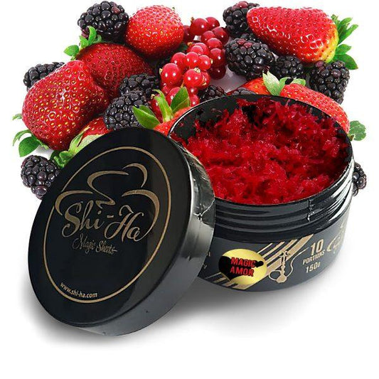 Shi-Ha Magic Amor 150g – Waterpijptabak zonder nicotine | Alternatief voor Blue Horse Mi Amor de lijn van Adalya tabak - ShishaSmaak