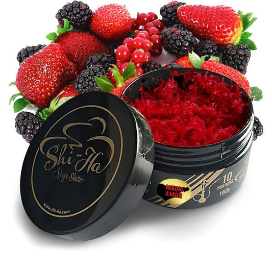 Shi-Ha Magic Amor 150g waterpijptabak zonder nicotine – alternatief voor Blue Horse Mi Amore met blueberry en mint