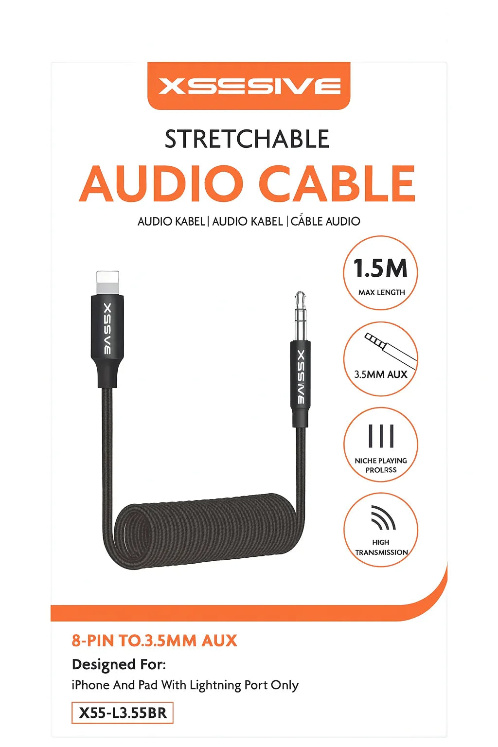 Xssive Audio Cable – 8-pin naar 3.5mm AUX Kabel voor iPhone - Shisha Smaak