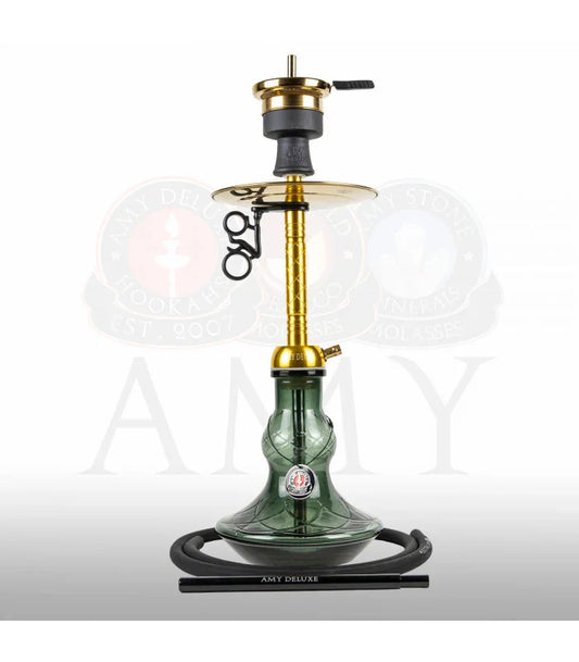 Amy Deluxe 122.02 Goud/Zwart – Luxe Waterpijp met Gouden Accenten & Zwarte Glazen Vaas - Shisha Smaak