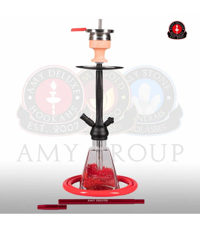 Amy Deluxe 038 I Need You shisha rood glas met RVS kolom 43 cm