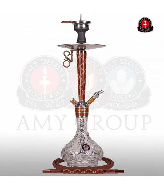 Amy Deluxe 102.01 Bruin waterpijp met glasbasis en siliconenslang