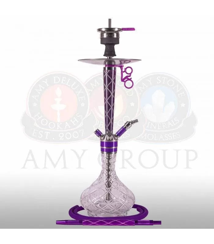 Amy Deluxe 102.01 Paars waterpijp met glasbasis en siliconenslang