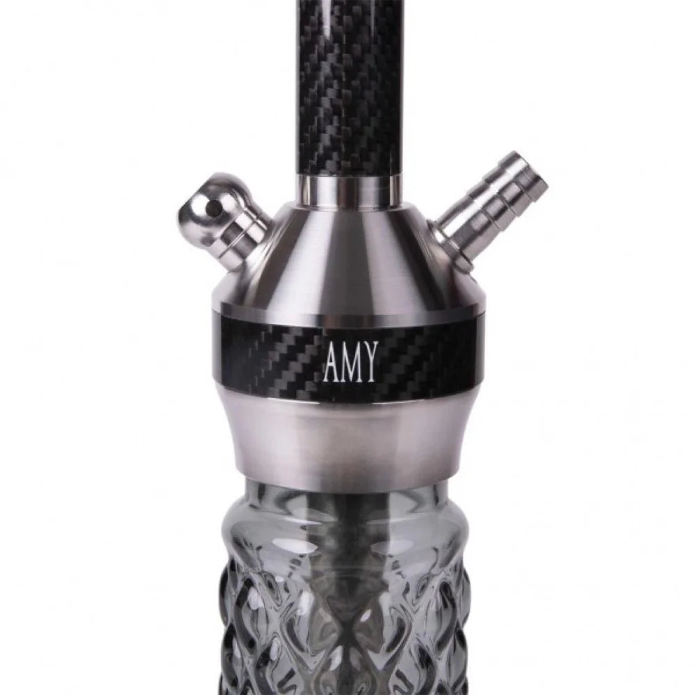 Amy Deluxe waterpijp SS32.02 BK met RVS constructie en diffuser voor stille trek en dikke rook