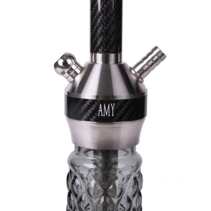Amy Deluxe waterpijp SS32.02 BK met RVS constructie en diffuser voor stille trek en dikke rook