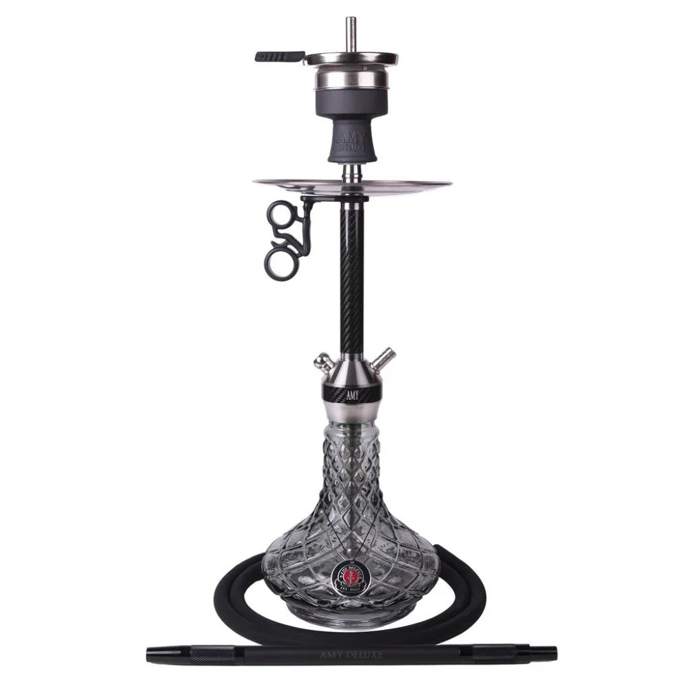 Amy Deluxe SS32.02 BK shisha met carbon afwerking en complete set voor soepele rookervaring