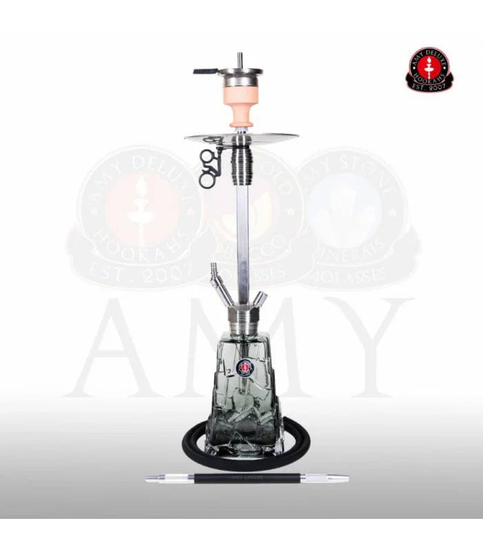 Zwarte Amy Deluxe SS18.01 Crystalica shisha met luxe RVS kolom