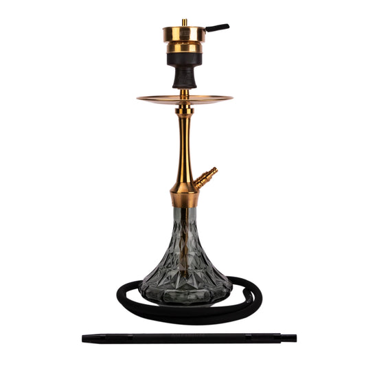 Amy Deluxe SS38.02 Gold Black – Luxe RVS Waterpijp met Zwart-Gouden Afwerking