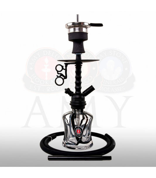 AMY Deluxe 124.03 Zwarte Design Waterpijp met RVS Afwerking