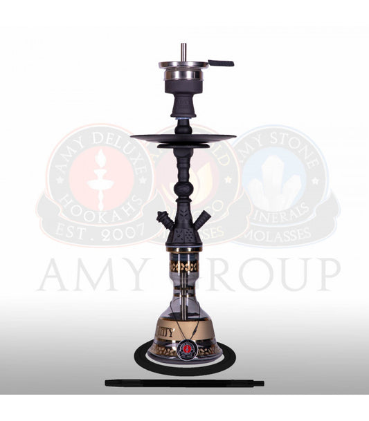 Amy Deluxe Mini Harfi Zwart – matte shisha met bladgoud glazen vaas en zwarte rookkolom