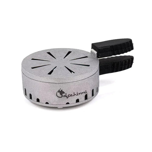 Dschinni The Crown HMD Silver – innovatief aluminium heat management device voor shisha en waterpijp, met hittebestendige grepen en optimale rookontwikkeling.