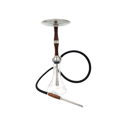 El Nefes Apollo 11 Wood waterpijp van 53 cm met houten steel en heldere glazen vaas