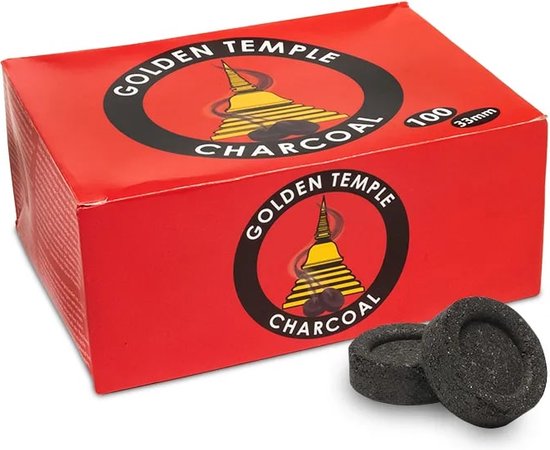 Golden Temple Houtskool Tabletten – 3.3cm – 100 stuks