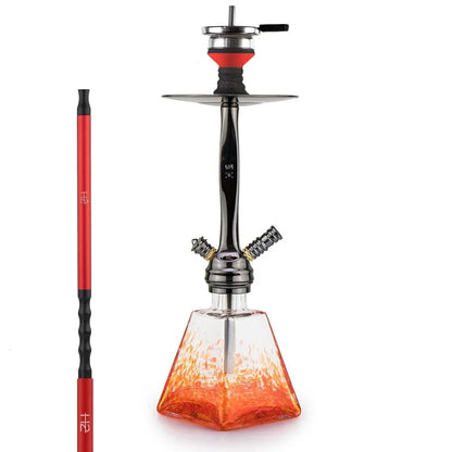 H2 038 We Can Do It rode waterpijp – compacte shisha met glazen vaas