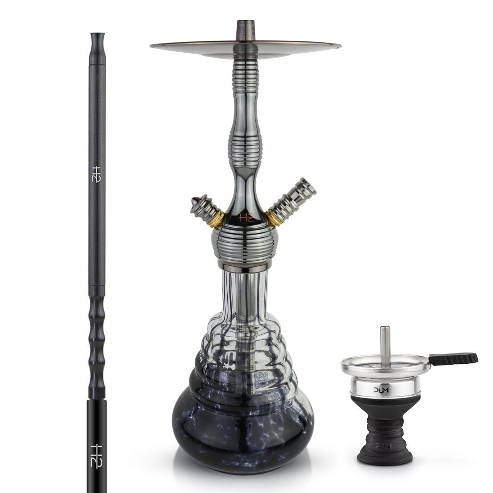 H2 470 B-BK hookah of 54 cm with glossy stem, black base, bowl and mouthpiece